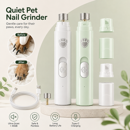 Rechargeable Electric Dog Nail Grinder - Painless Trimming for Small and Large Pets with Adjustable Speeds and Diamond Grinding Wheel